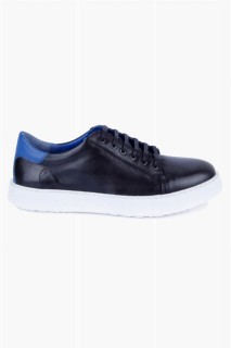 Men's Black Casual Flat Lace-Up Leather Shoes 100350576