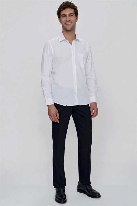 Men's White Basic Pocketed Regular Fit Comfy Cut Shirt 100351042