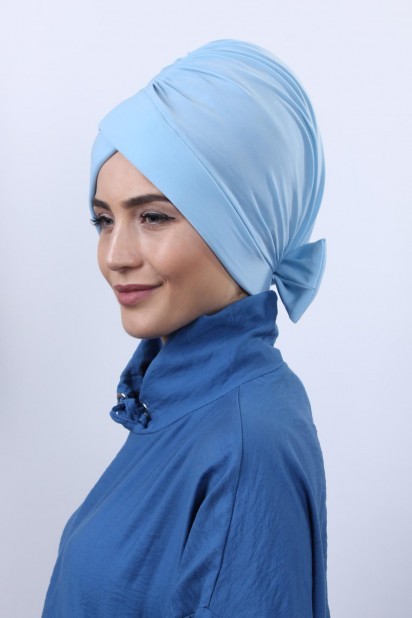 Double-Sided Bonnet Baby Blue with Bow 100285277