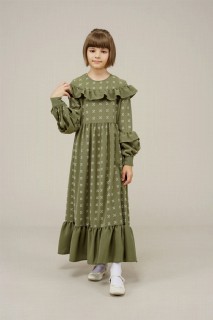 Young Girl Collar and Sleeves Pleated All-Length Dress 100352538