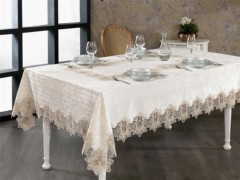 Others Item - Karina French Guipure Velvet Table Cloth Cream 100332593 - Turkey