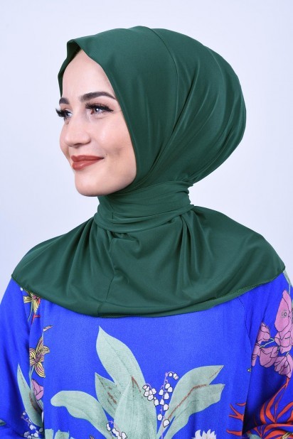 Ready to wear Hijab-Shawl - شال اسنپ اسنپ روسری سبز زمردی - Turkey