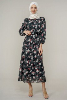 Daily Dress - Women's Floral Patterned Long Dress 100326024 - Turkey