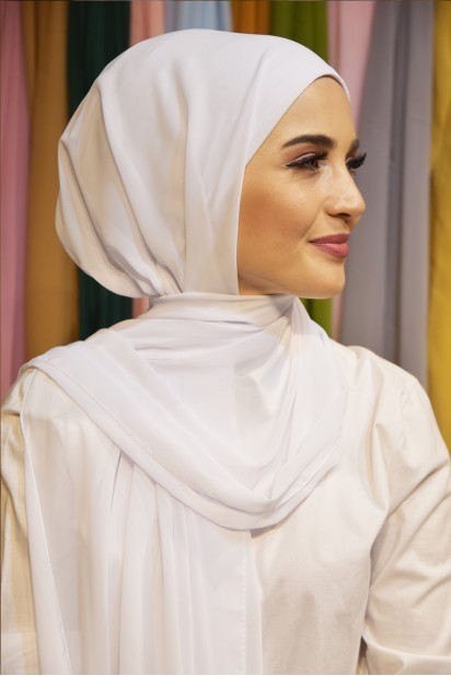 Woman Hijab & Scarf - شال سفید توربان عملی آماده - Turkey