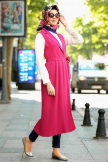 Vest - Fuchsia Hijab Velvet 100299218 - Turkey