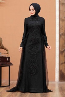 Evening & Party Dresses - Robe de soirée Hijab noire 100299280 - Turkey