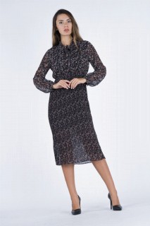 Daily Dress - Women's Floral Patterned Pleated Dress 100326295 - Turkey