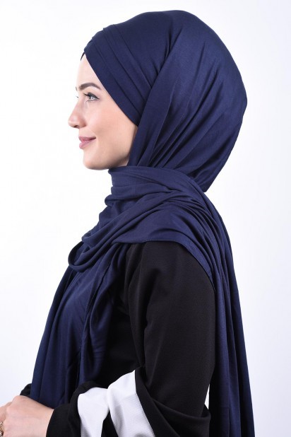 Combed Cotton 3-Striped Shawl Navy Blue 100285212