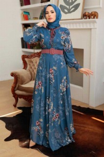 Daily Dress - Robe Hijab Bleu Indigo 100341395 - Turkey