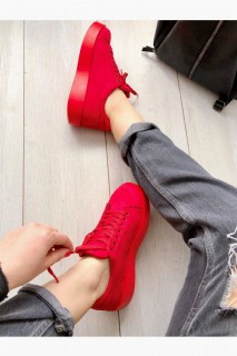 حذاء رياضي بجلد مدبوغ أحمر جميل 100344208 - Turkey