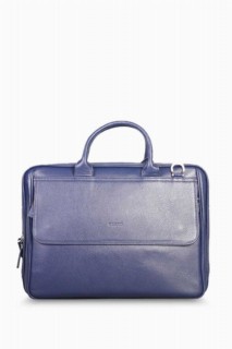 Guard Navy Blue 15.4 Inch Genuine Leather Briefcase With Laptop Compartment 100345569