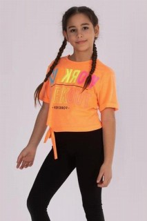 Girl's New Workout Neon Orange Tights Set 100328238