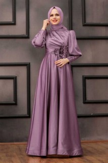 Outwear - Lila Hijab Evening Dress 100338074 - Turkey