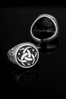Silver Rings 925 - 3 Crescent Figure Adjusted Organization Special Men's Ring 100326471 - Turkey