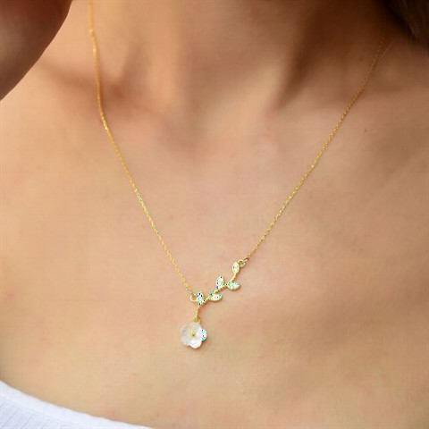 Snowdrop Flower Women's Sterling Silver Necklace Gold 100349579