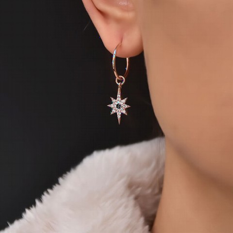 jewelry - Stone Pole Star Ring Silver Earring 100350034 - Turkey