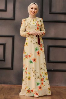 Flower Patterned Hijab Dress 100299545