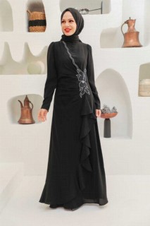 Wedding & Evening - Black Hijab Evening Dress 100340084 - Turkey