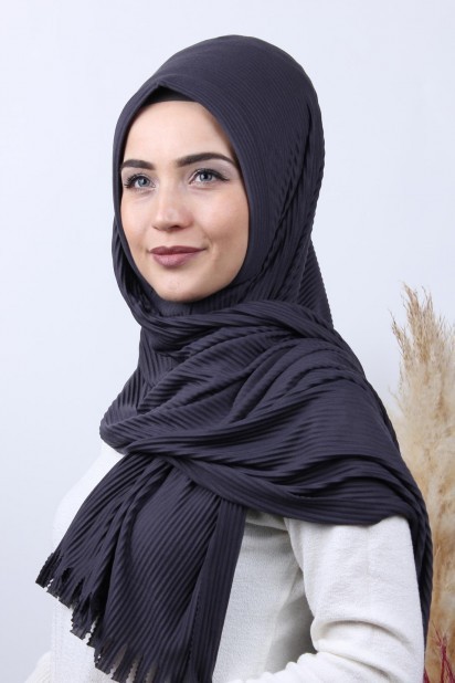 Pleated Hijab Shawl Smoked 100282913