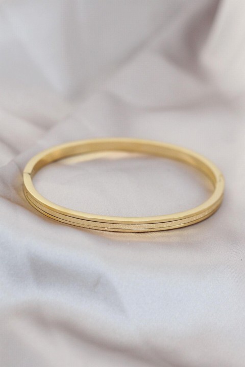 jewelry - Steel Gold Color Silvery Cuff Bracelet 100319365 - Turkey