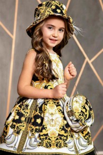 Girl's Hat and Bag Gold Black Fluffy Tulle Dress 100328480