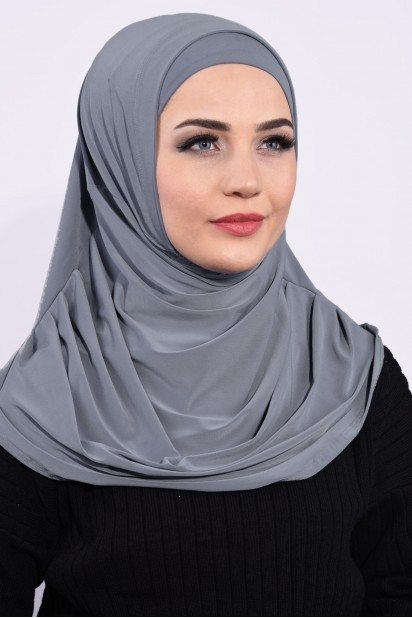 Woman Bonnet & Turban - کاپوت نماز جلد خاکستری - Turkey
