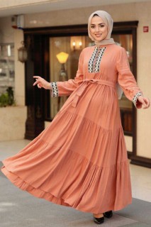 Clothes - Terra Cotta Hijab Dress 100344956 - Turkey