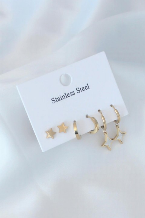 Gold Color Star Figure Steel Women's Earring Set 100327874