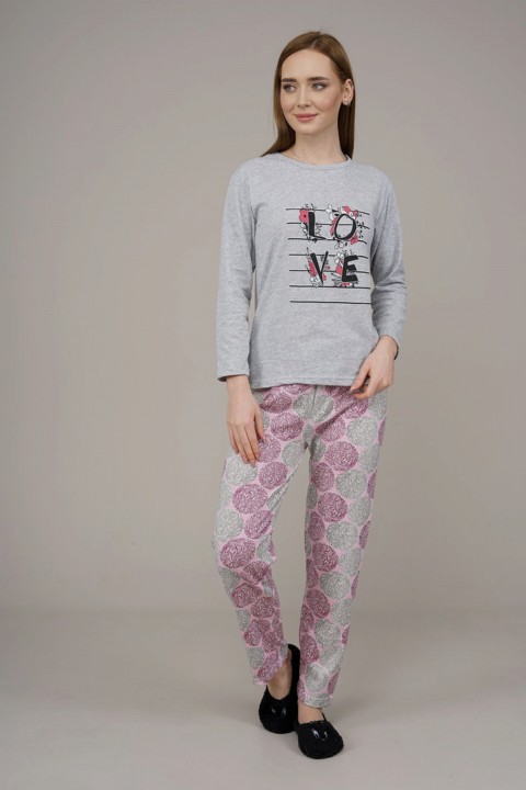 Pajamas - Women's Patterned Pajamas Set 100325716 - Turkey