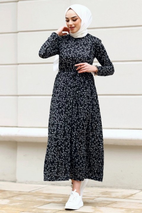 Daily Dress - Damenkleid mit Zweigmuster und Gürtel 100325984 - Turkey