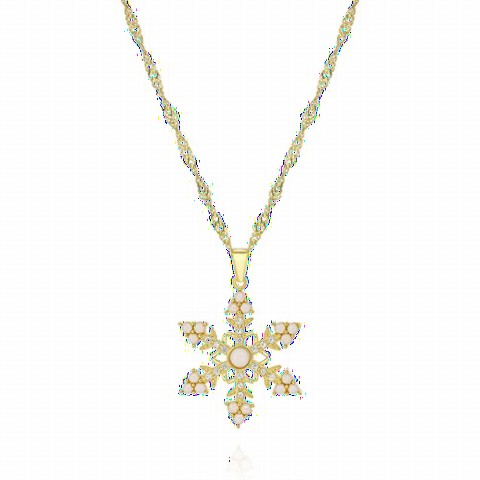Opal Snowflake Twist Chain Silver Necklace Gold 100350087