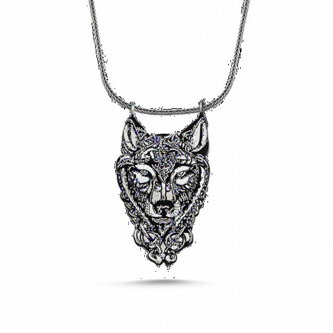 Necklace - Wolf Head Silver Necklace 100348833 - Turkey