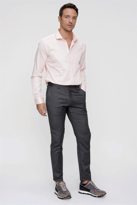 Men Black Boli Slim Fit Side Pocket Fabric Trousers 100351167