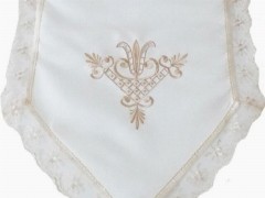 Tulip Embroidered Lacy 12 Person Table Cloth Set Cream Cappucino 100259550