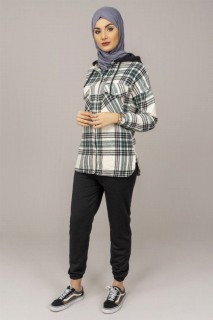 Outwear - بدلة مزدوجة مقنعين بنقشة مربعات نسائية 100325619 - Turkey