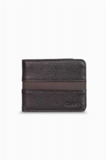 Wallet - Portefeuille pour homme en cuir à rayures marron Sport 100346224 - Turkey
