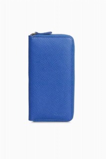 Guard Blue Burlap Print Zipper Portfolio Wallet 100346173