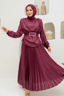 Evening & Party Dresses - فستان بدلة حجاب بلون وردي داكن 100340312 - Turkey