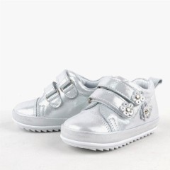 Genuine Leather Silver Anatomic Baby Girls First Step Shoes 100316964