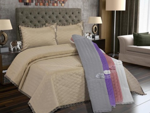 Bed Covers - Dowery Almina 3-Piece Quilted Bedspread Set Lila 100351637 - Turkey