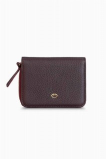 Hand Portfolio - Double-Sided Zippered Claret Red Women's Wallet 100346265 - Turkey