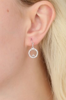 Silver Color Ring Figure Zircon Stone Detail Women's Necklace Earring Set 100327954