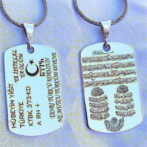 Necklace - Personalized Silver Military Tag 100347953 - Turkey