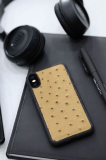 iPhone Case - Étui pour iPhone X / XS en cuir Taba modèle autruche 100345983 - Turkey