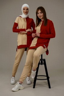 Woman Clothing - Zweifarbiges Trainingsanzug-Set für Damen 100325931 - Turkey