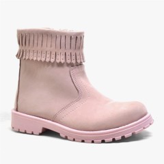 Girl Shoes - Bottes en cuir véritable rose à fermeture éclair Bottes pour filles Chiron 100278766 - Turkey