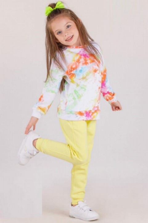 Girl Clothing - طقم بدلة رياضية للبنات باللون الأصفر بطبعة مختلطة 100326918 - Turkey