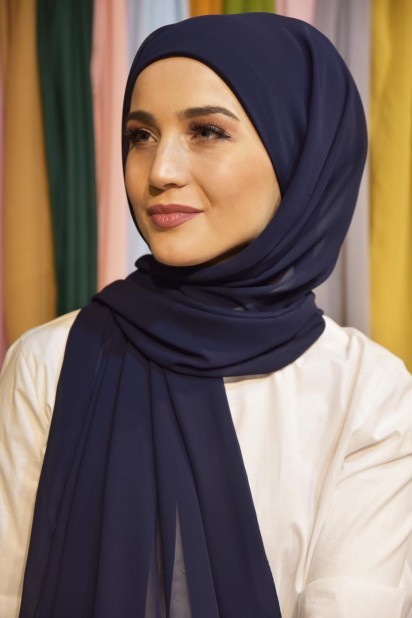 All occasions - Ready Made Practical Bonnet Shawl Navy Blue 100285535 - Turkey