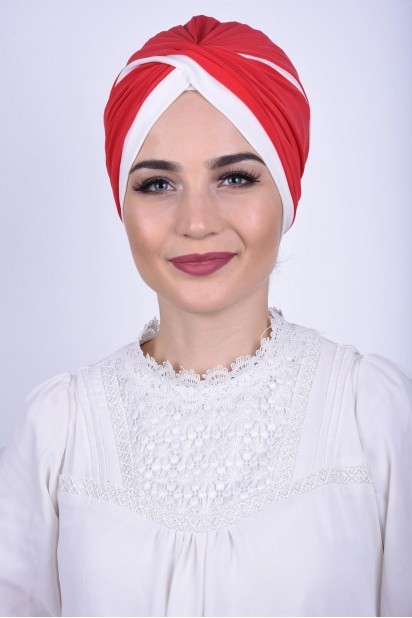 Woman Bonnet & Hijab - Zweifarbige Vera Bonnet Granatapfelblüte - Turkey