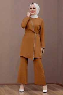 Cloth set - Sunuff Colored Hijab Dual Suit Dress 100337746 - Turkey